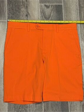 J.Lindeberg Men's Bright Orange Flat-Front Shorts